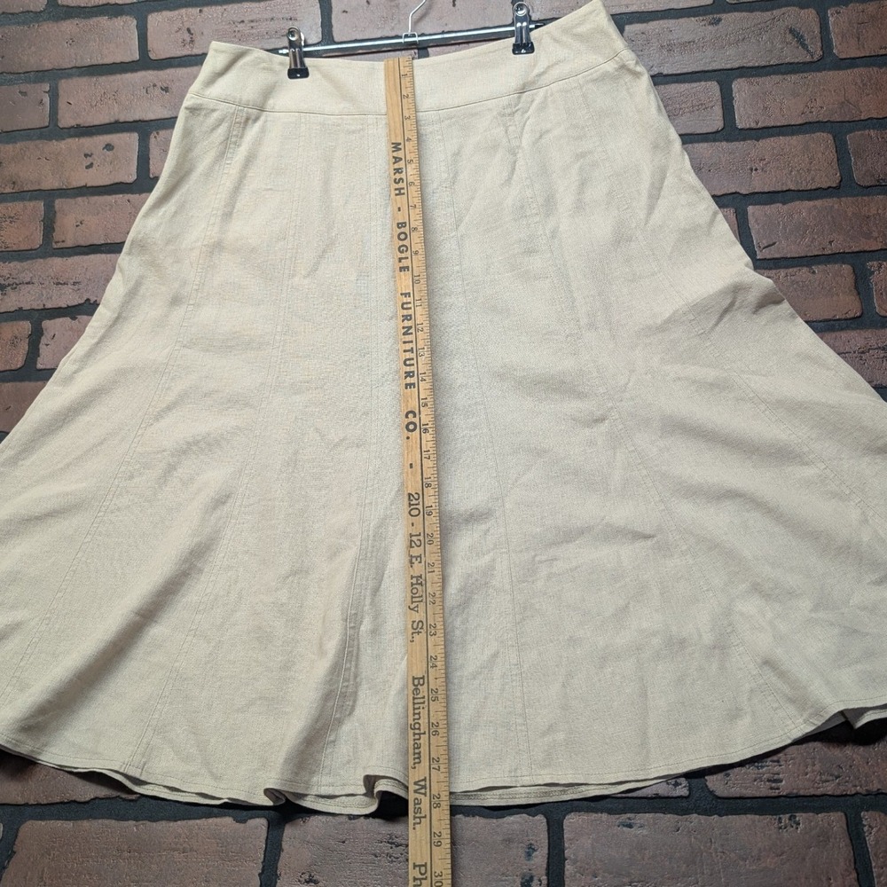 Dress Barn Tan Linen Blend Flared Panel A-Line Midi Skirt Women's Size 14 - Picture 4 of 13